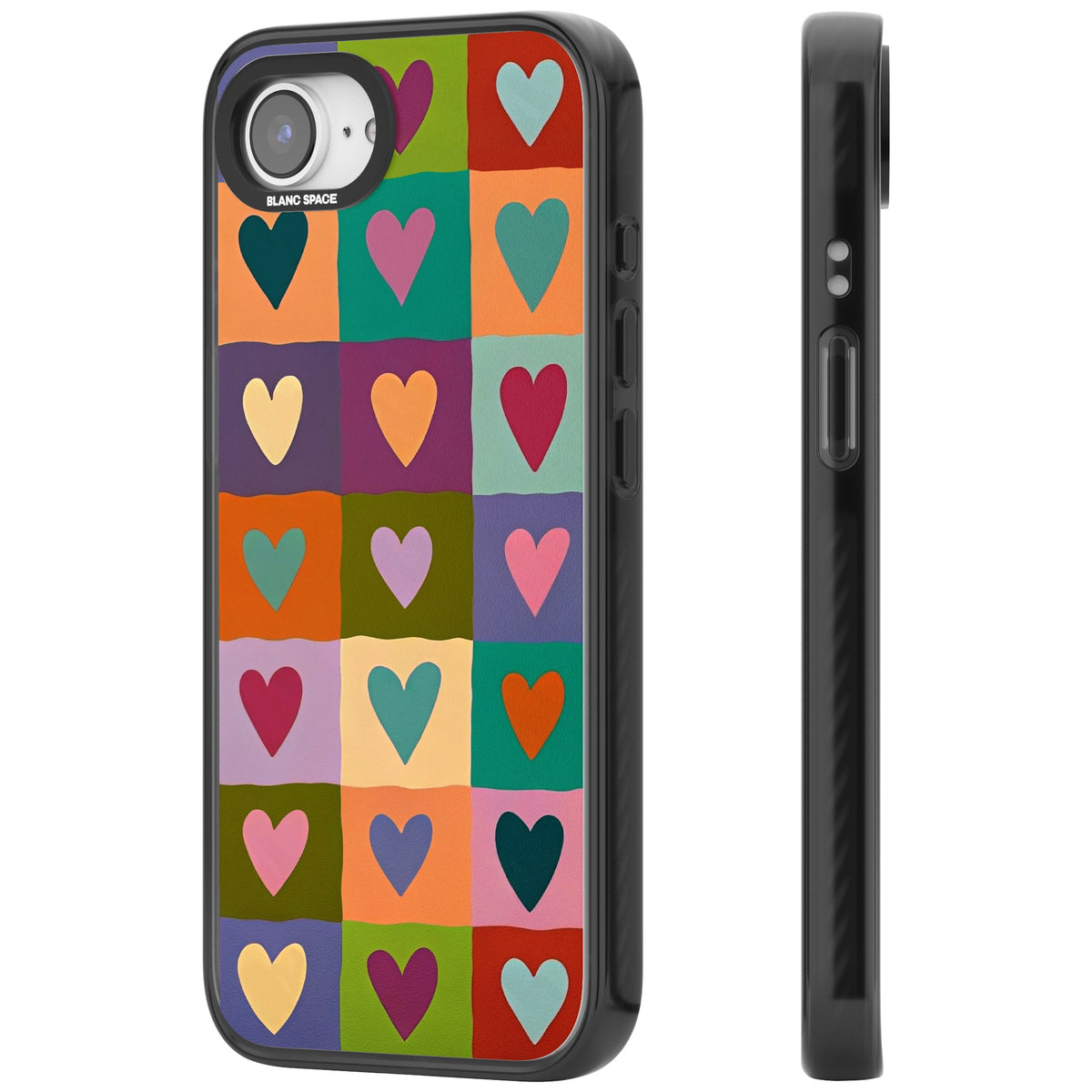 Heart Quilt iPhone 16e / iPhone 17e Impact Black Phone Case side