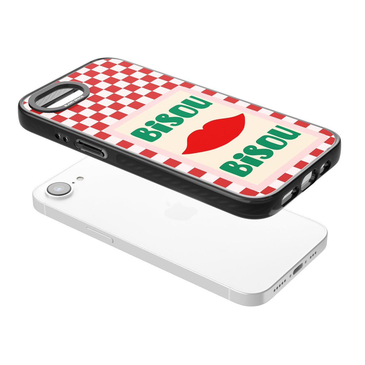 Bisou iPhone 16e / iPhone 17e Impact Black Phone Case angled