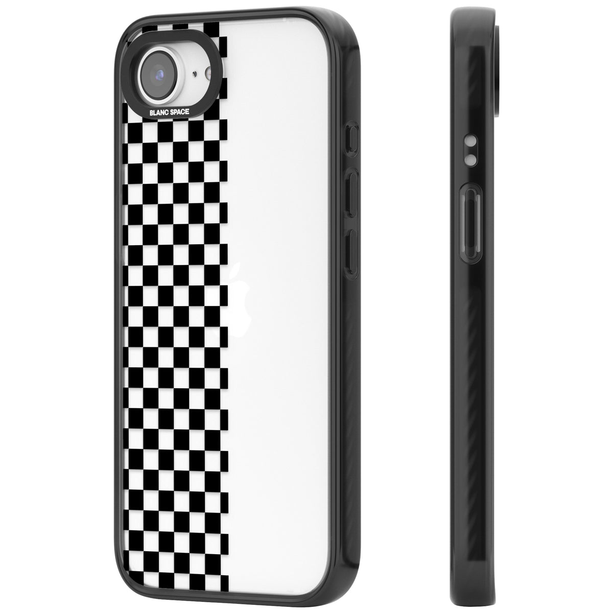 Half Black Check iPhone 16e / iPhone 17e Impact Black Phone Case side