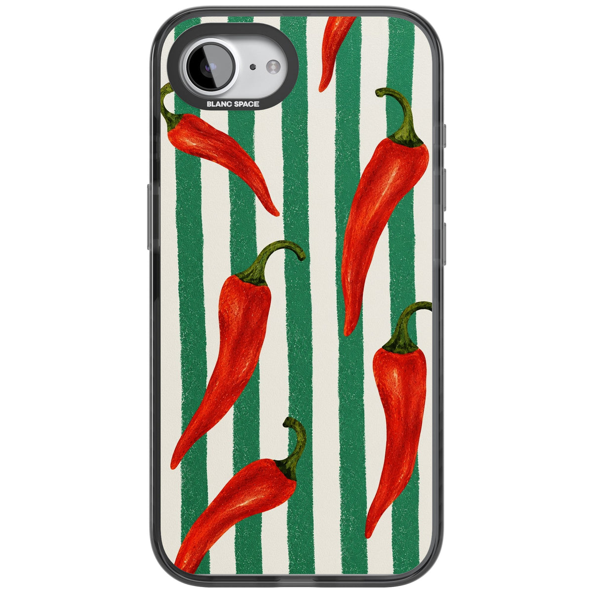 Striped Chillis iPhone 16e / iPhone 17e Impact Black Phone Case front