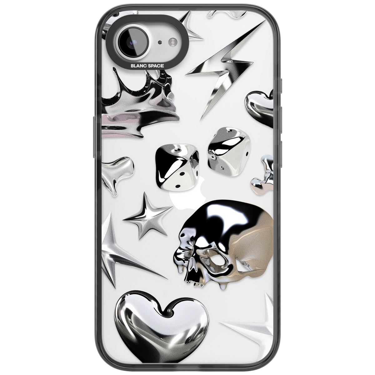 Chromed iPhone 16e / iPhone 17e Impact Black Phone Case front