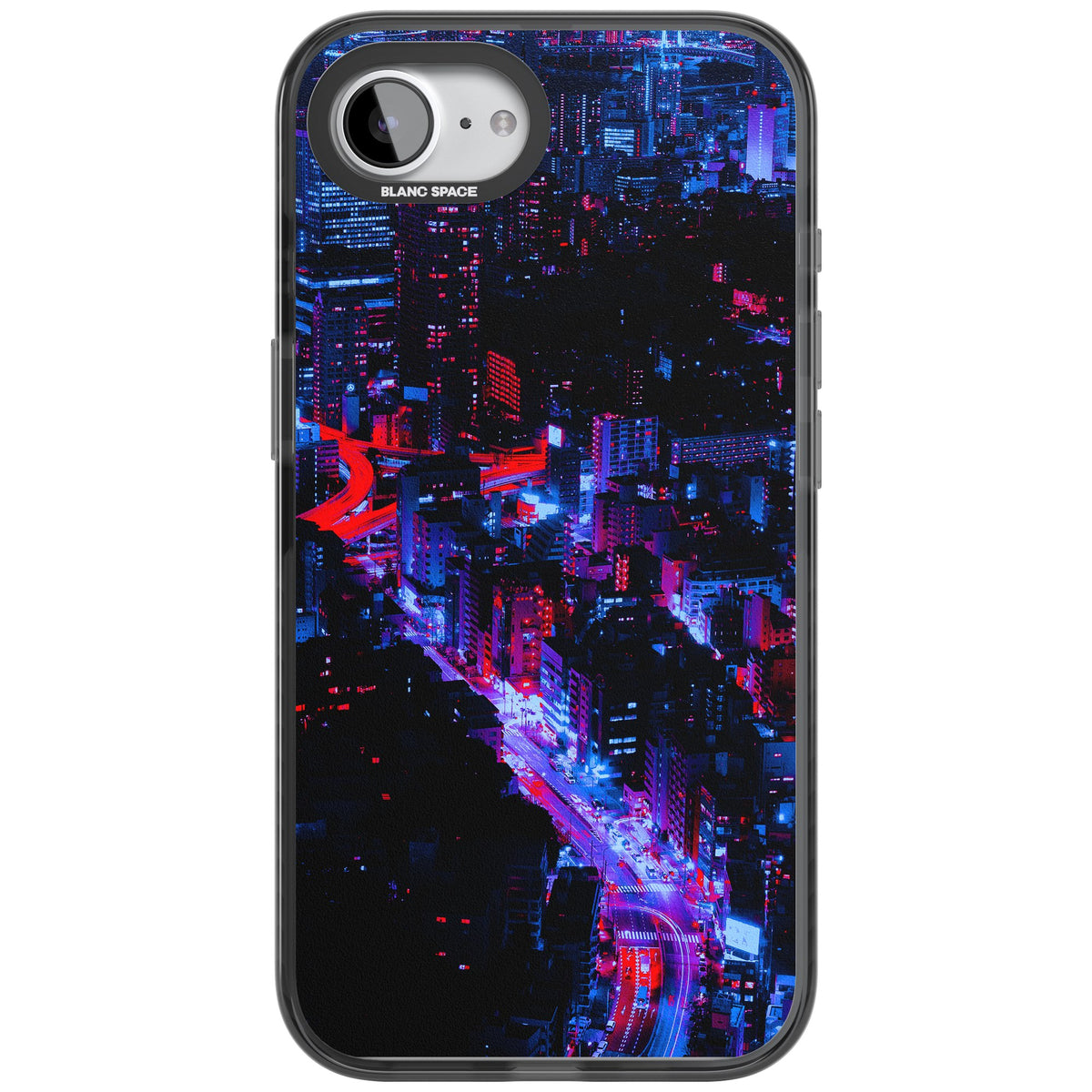 Neon Cityscape iPhone 16e / iPhone 17e Impact Black Phone Case front