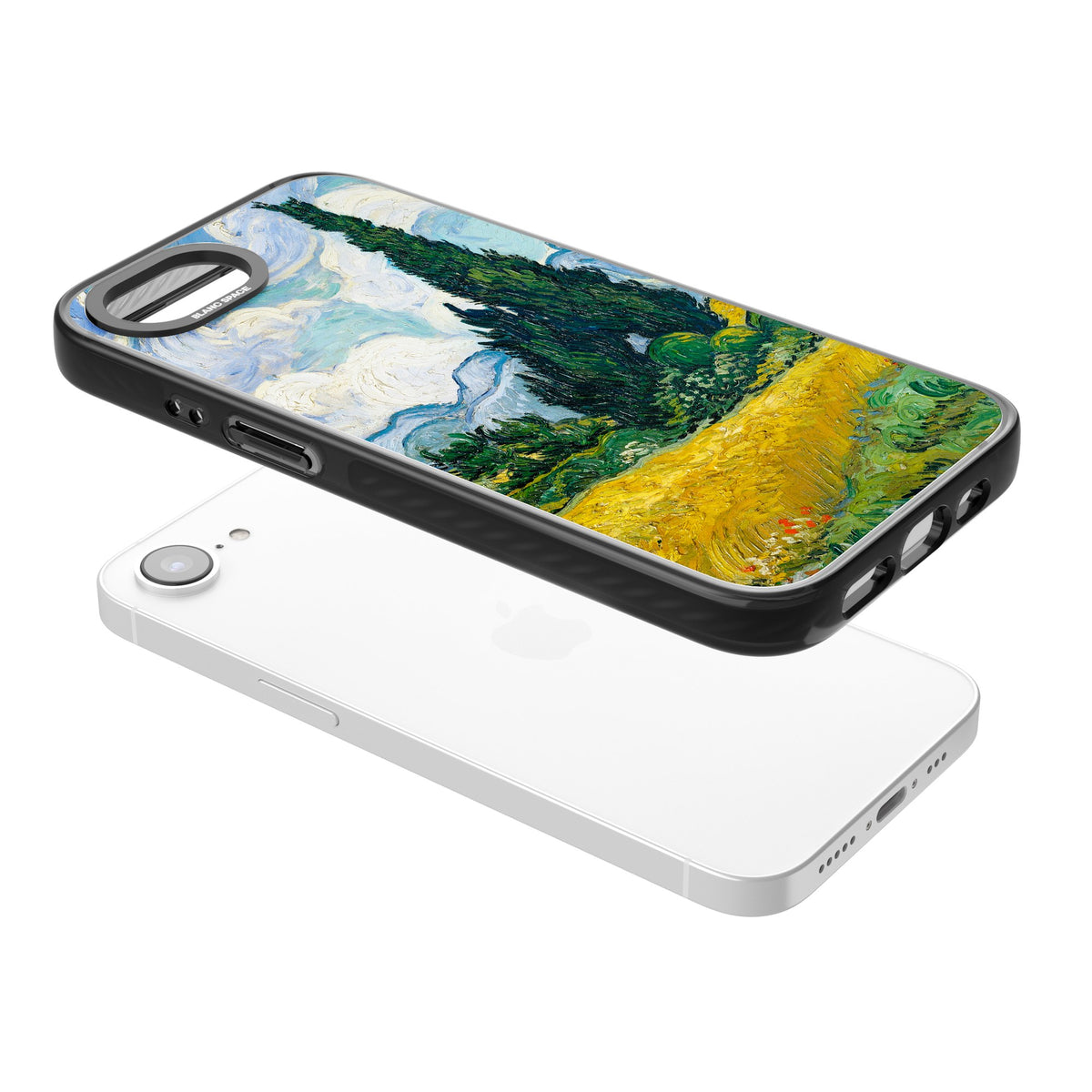 Wheat Field With Cypresses By Vincent Van Gogh iPhone 16e / iPhone 17e Impact Black Phone Case angled