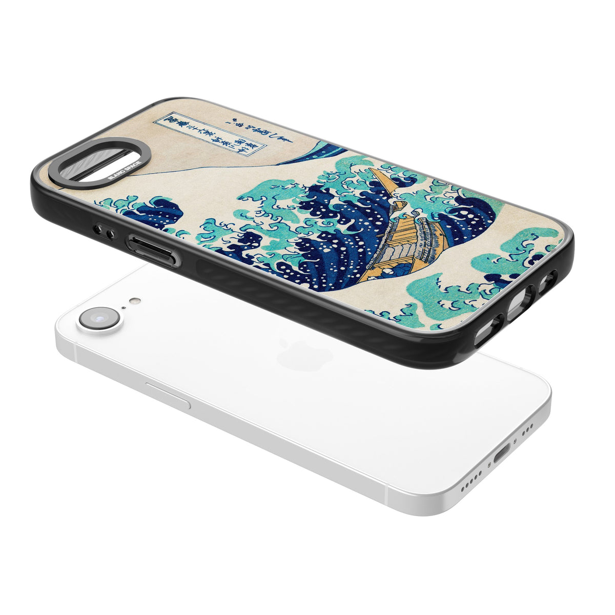 The Great Wave By Katsushika Hokusai iPhone 16e / iPhone 17e Impact Black Phone Case angled