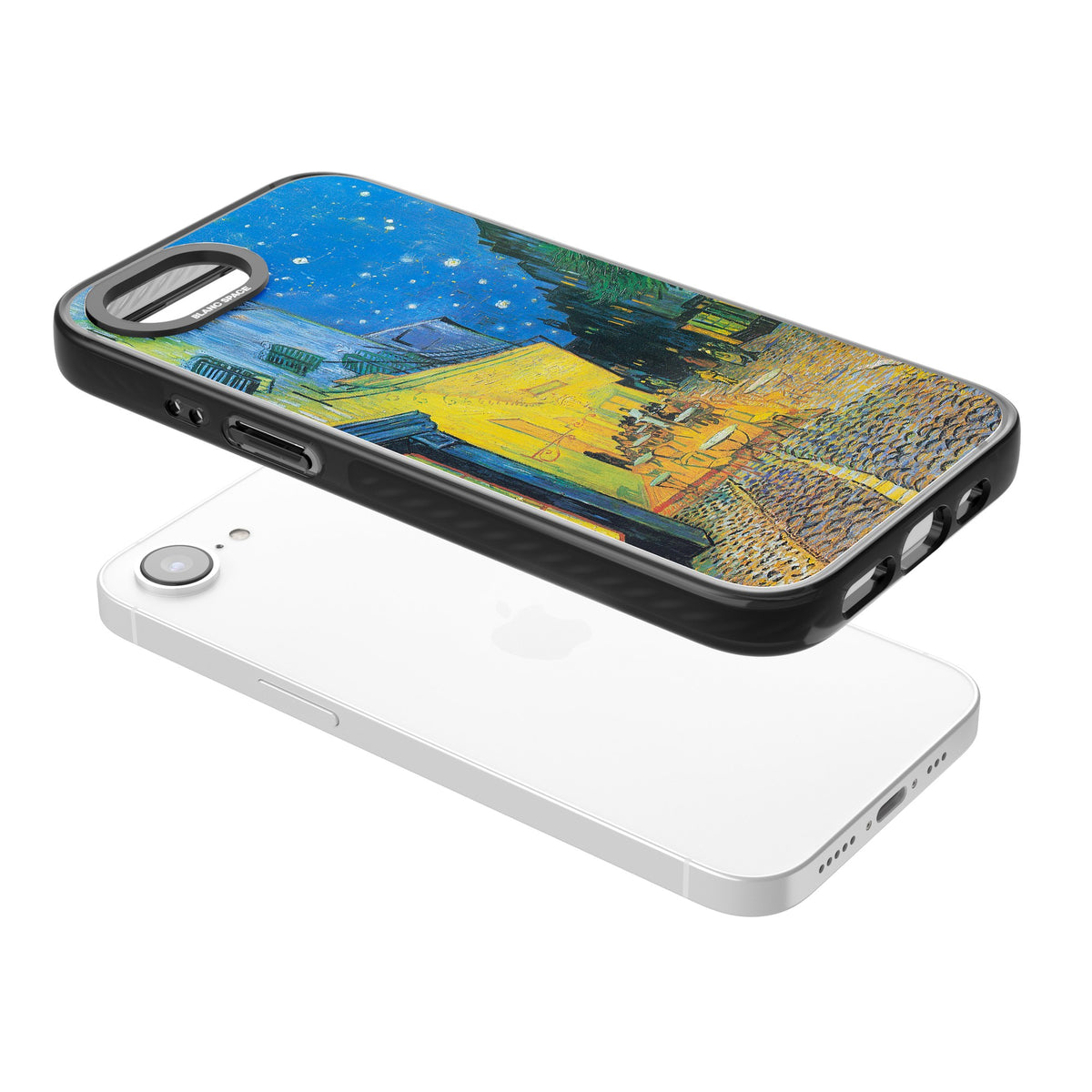 Café Terrace At Night iPhone 16e / iPhone 17e Impact Black Phone Case angled