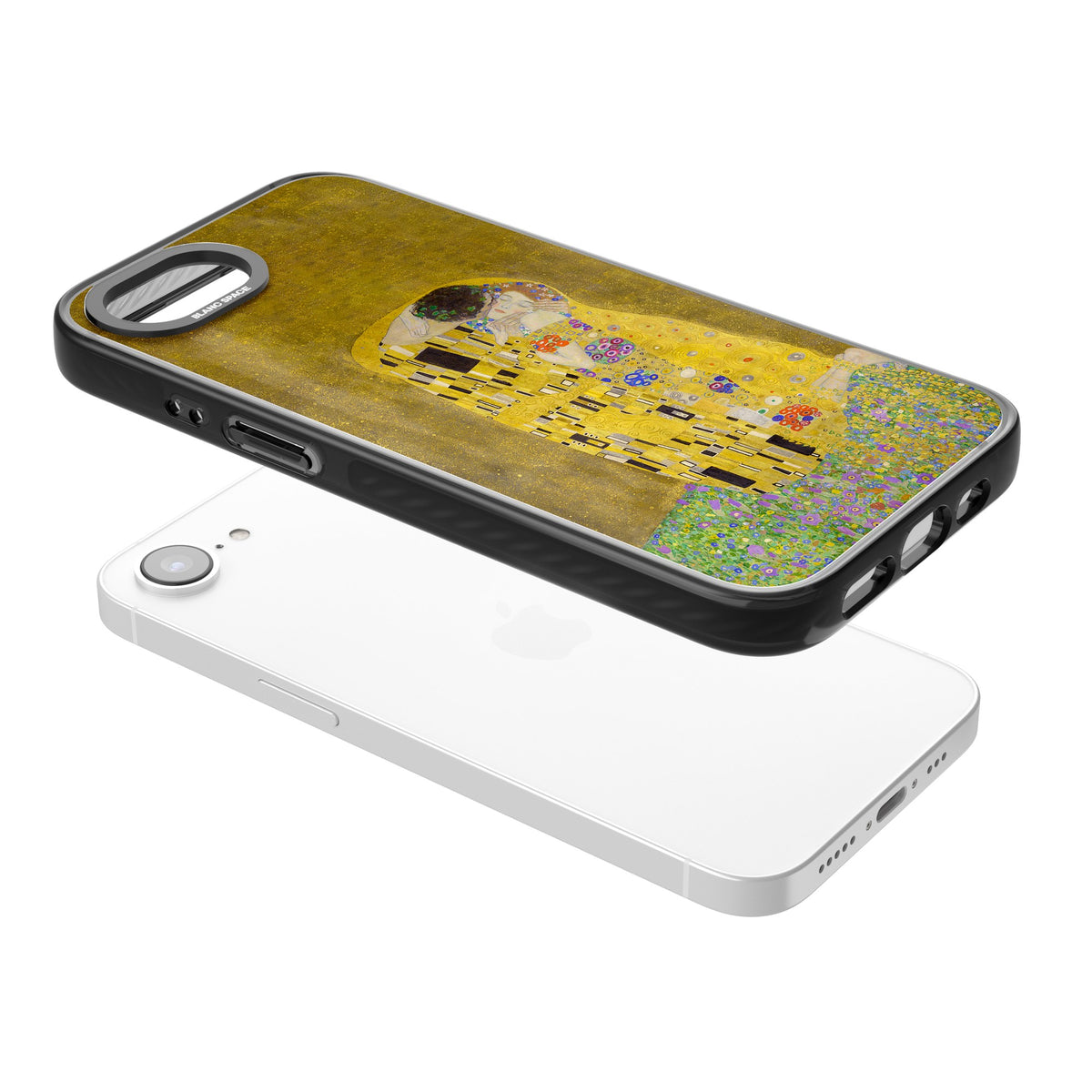 The Kiss iPhone 16e / iPhone 17e Impact Black Phone Case angled