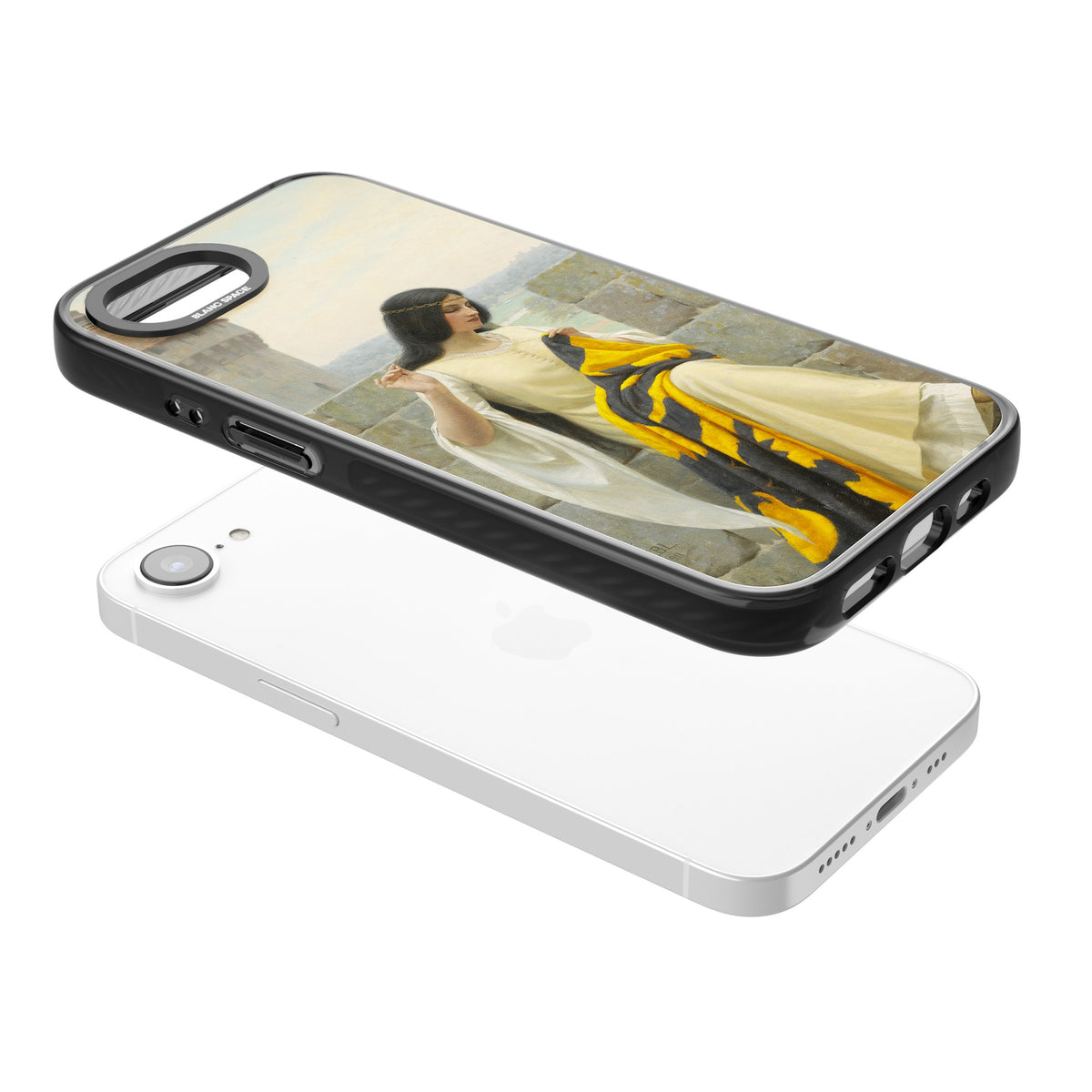 Stitching the Standard iPhone 16e / iPhone 17e Impact Black Phone Case angled