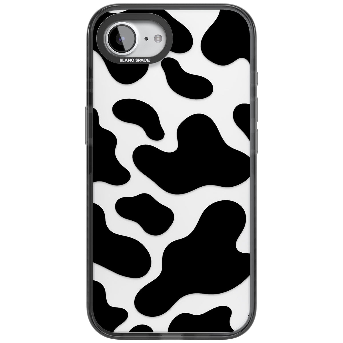 Clear Cow Print iPhone 16e / iPhone 17e Impact Black Phone Case front
