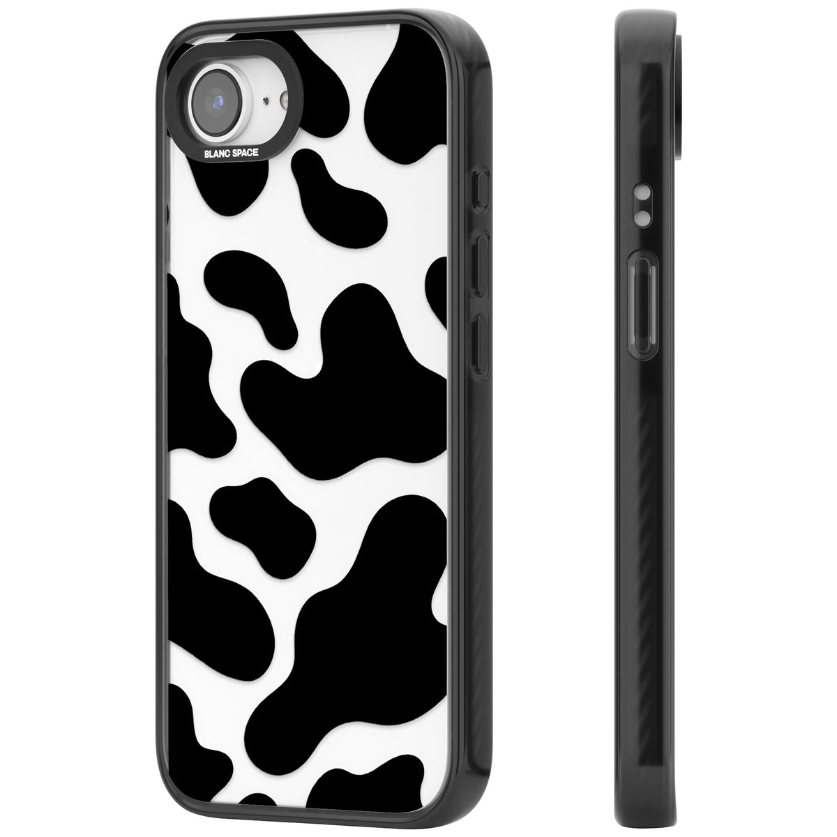 Clear Cow Print iPhone 16e / iPhone 17e Impact Black Phone Case side