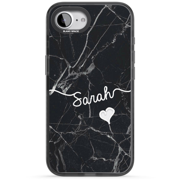 Personalised Black Marble Heart