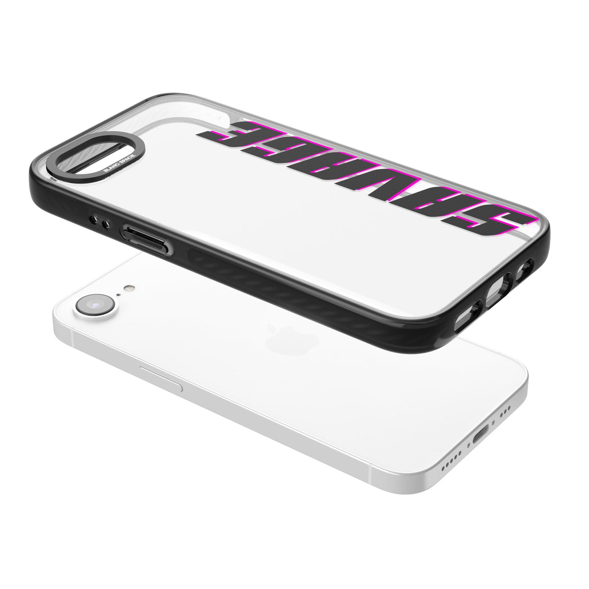 Personalised Cool Vertical Name iPhone 16e / iPhone 17e Impact Black Phone Case angled