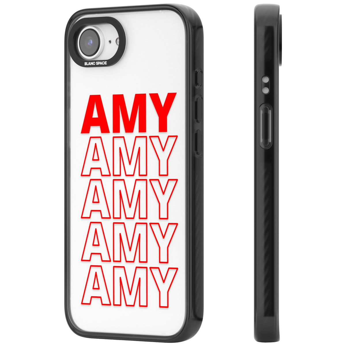 Personalised Bold Name Repeat iPhone 16e / iPhone 17e Impact Black Phone Case side