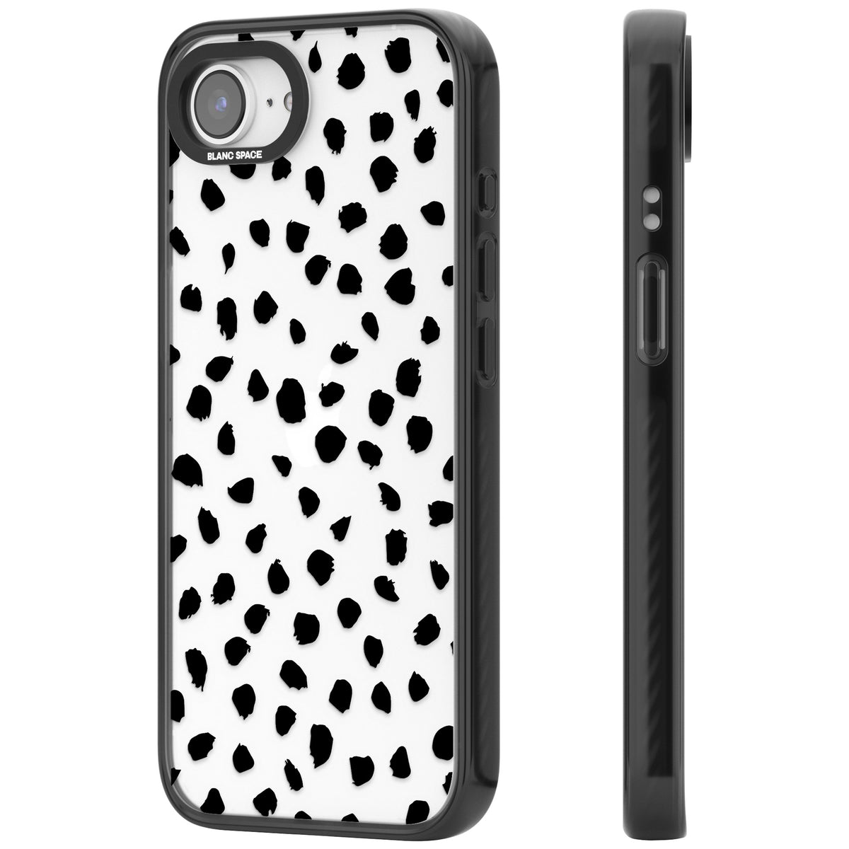 Black Dalmatian Polka Dot iPhone 16e / iPhone 17e Impact Black Phone Case side