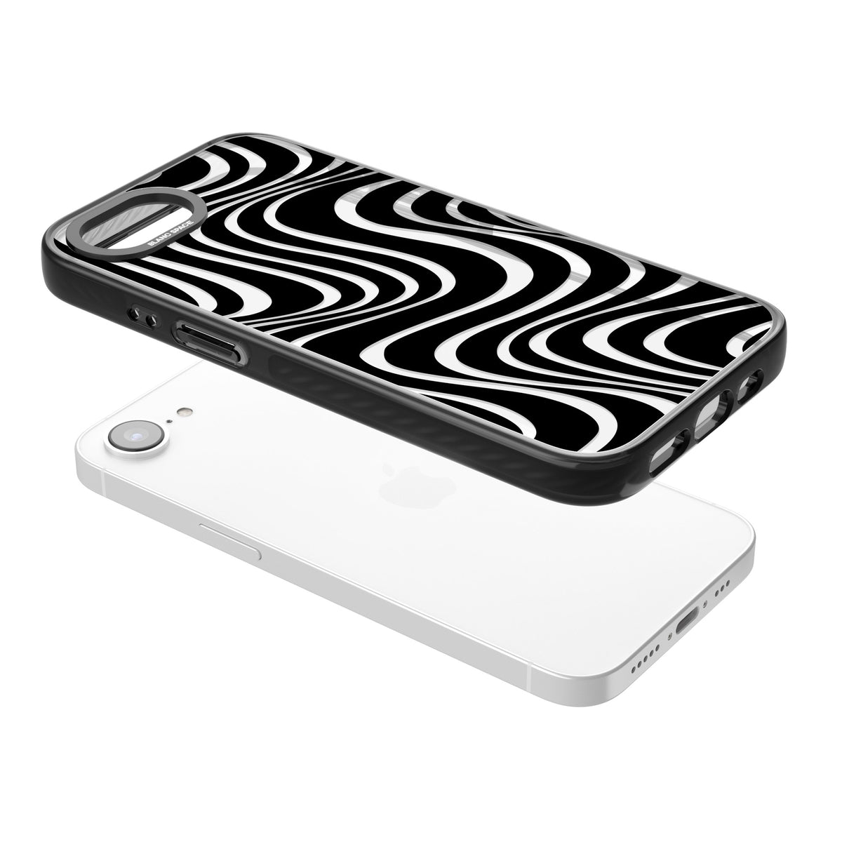 Abstract Waves iPhone 16e / iPhone 17e Impact Black Phone Case angled