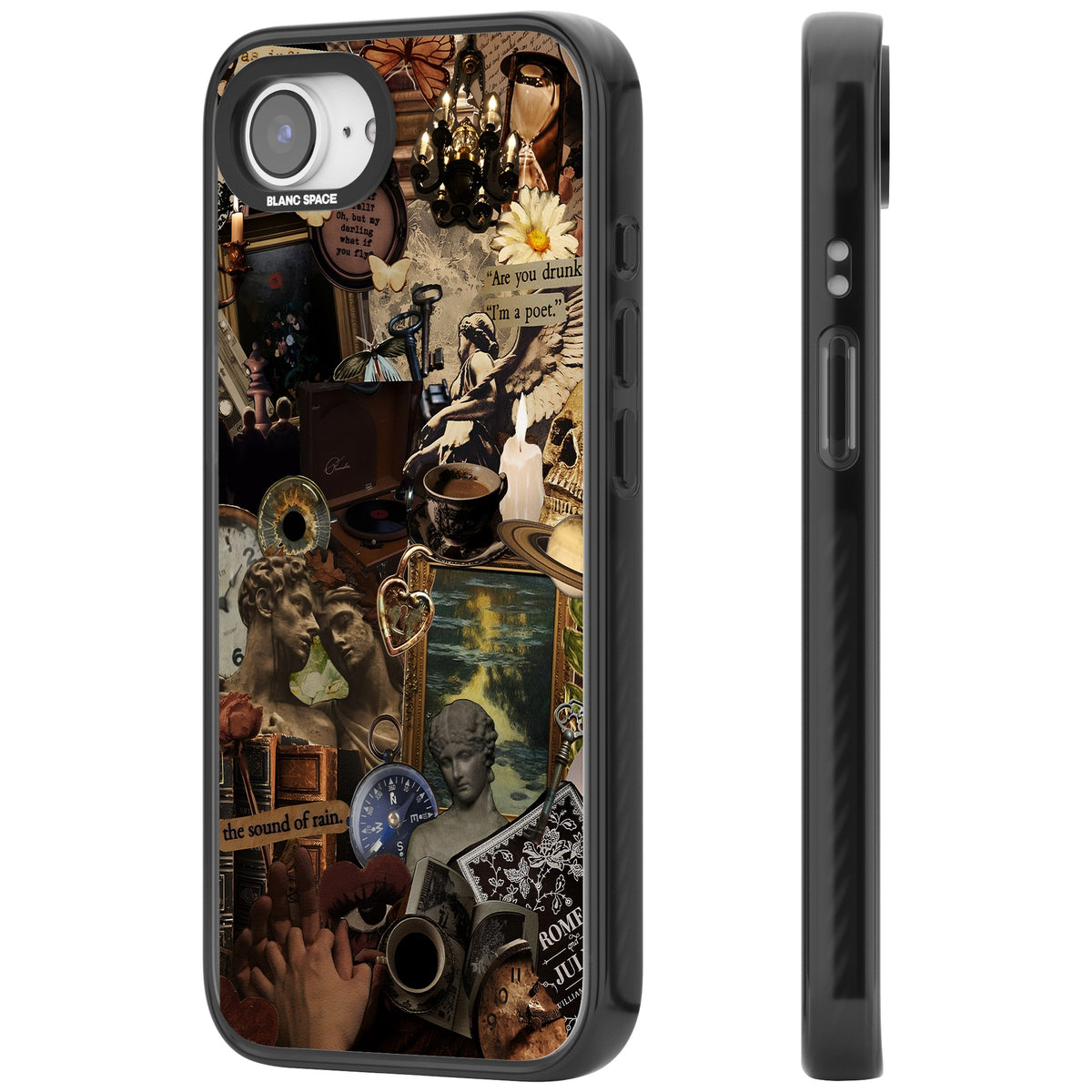 Vintage Academia Collage iPhone 16e / iPhone 17e Impact Black Phone Case side