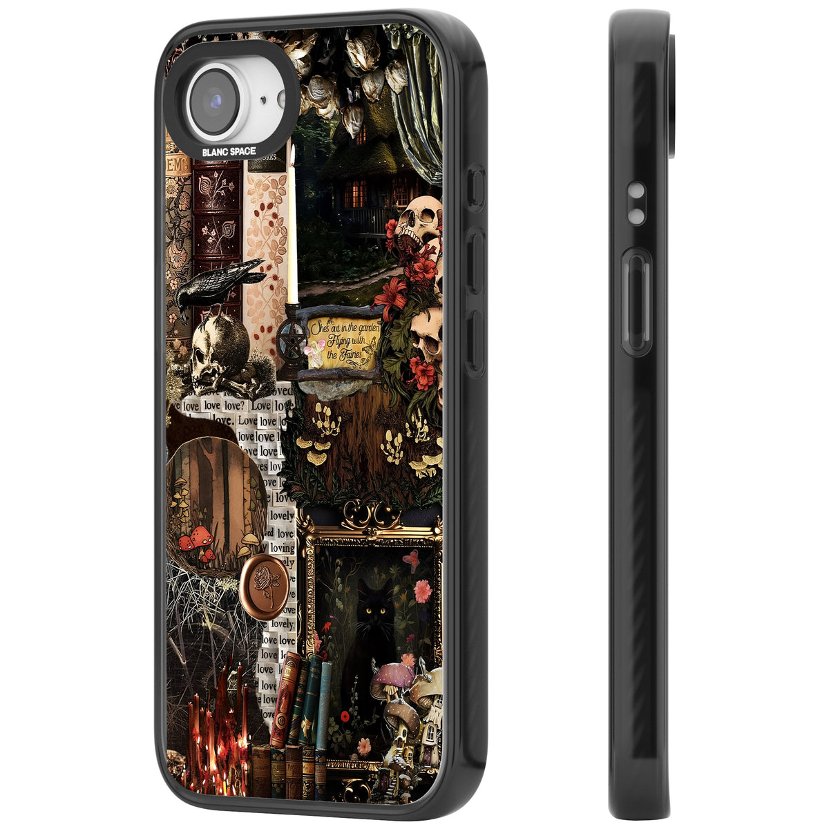 Academia Collage iPhone 16e / iPhone 17e Impact Black Phone Case side
