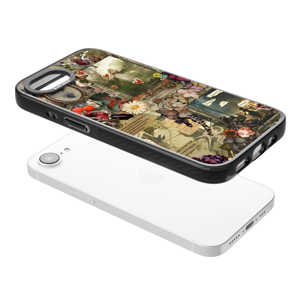 Textbook Romance Collage iPhone 16e / iPhone 17e Impact Black Phone Case angled