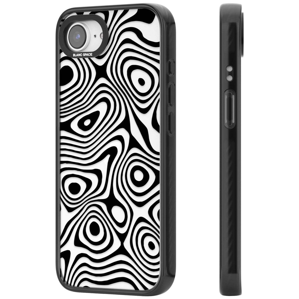 Dark Topographic Map iPhone 16e / iPhone 17e Impact Black Phone Case side