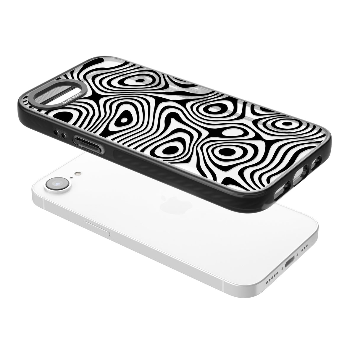 Dark Topographic Map iPhone 16e / iPhone 17e Impact Black Phone Case angled