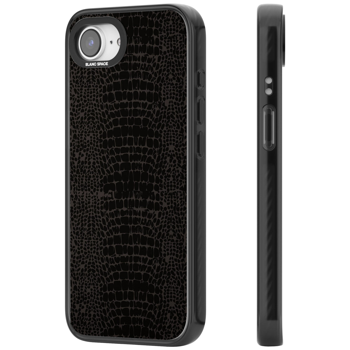 Dark Snake Skin iPhone 16e / iPhone 17e Impact Black Phone Case side