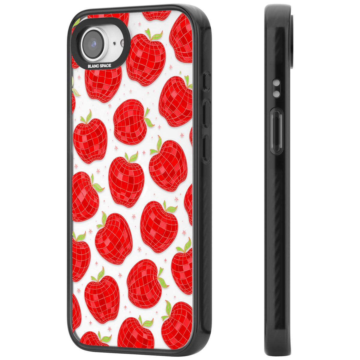 Disco Apples iPhone 16e / iPhone 17e Impact Black Phone Case side