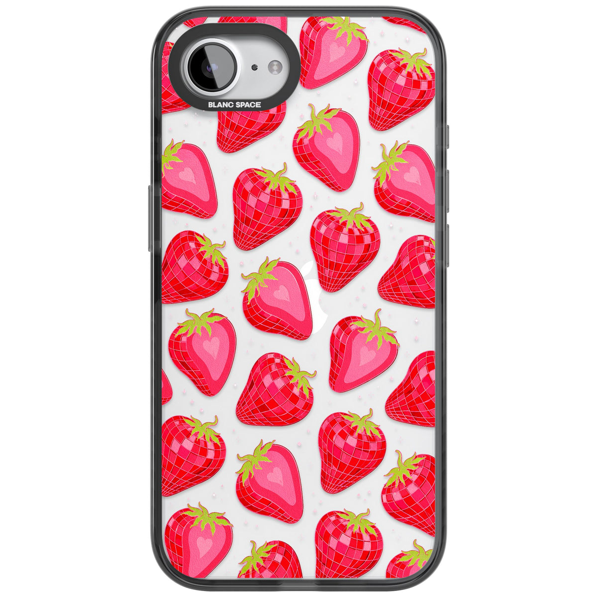 Disco Strawberry iPhone 16e / iPhone 17e Impact Black Phone Case front