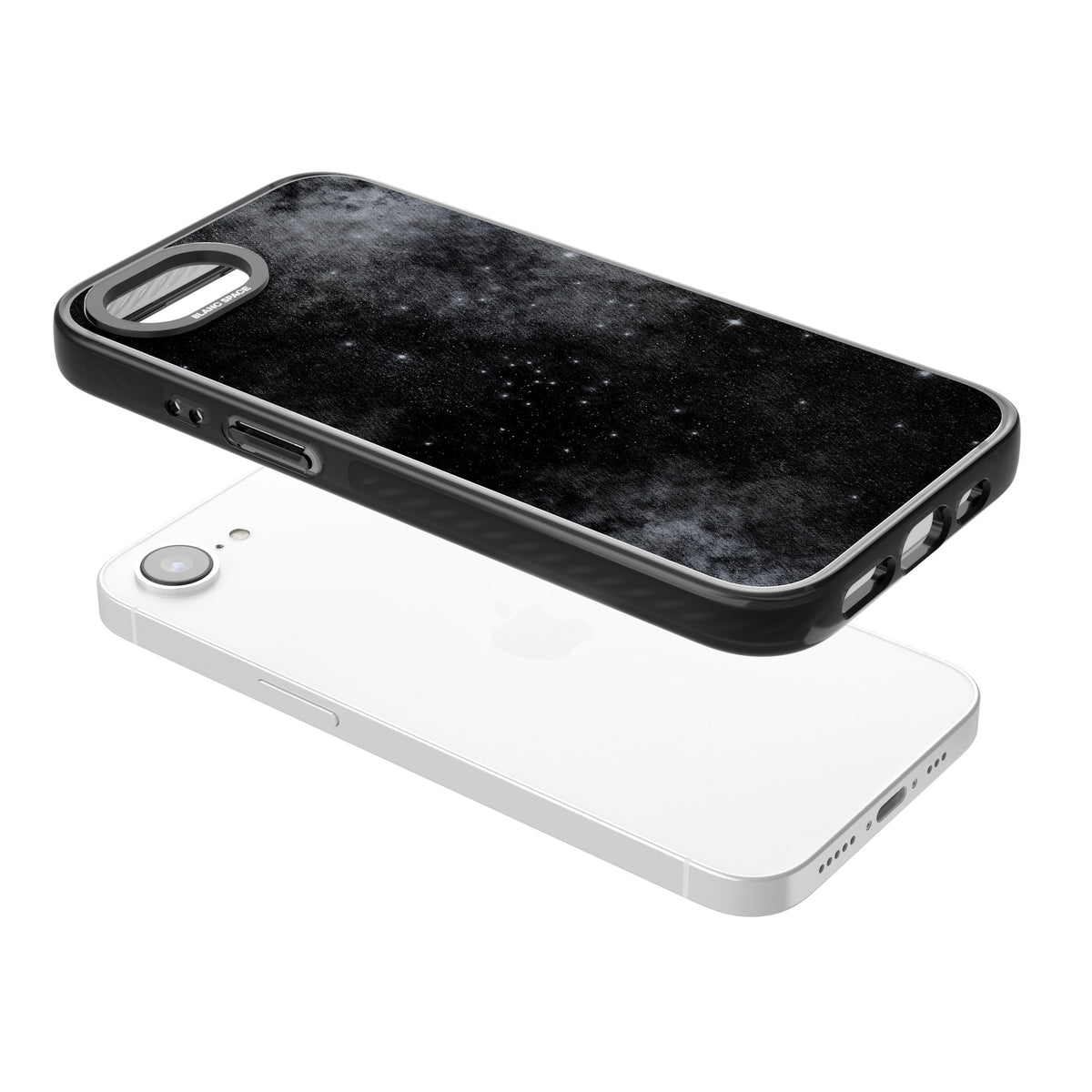 Shimmering Stars iPhone 16e / iPhone 17e Impact Black Phone Case angled