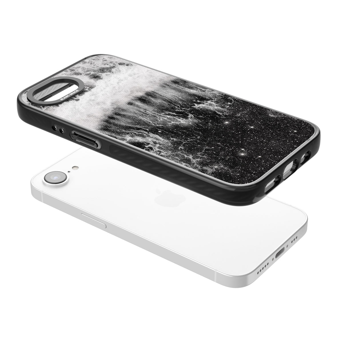 Deep Wave iPhone 16e / iPhone 17e Impact Black Phone Case angled
