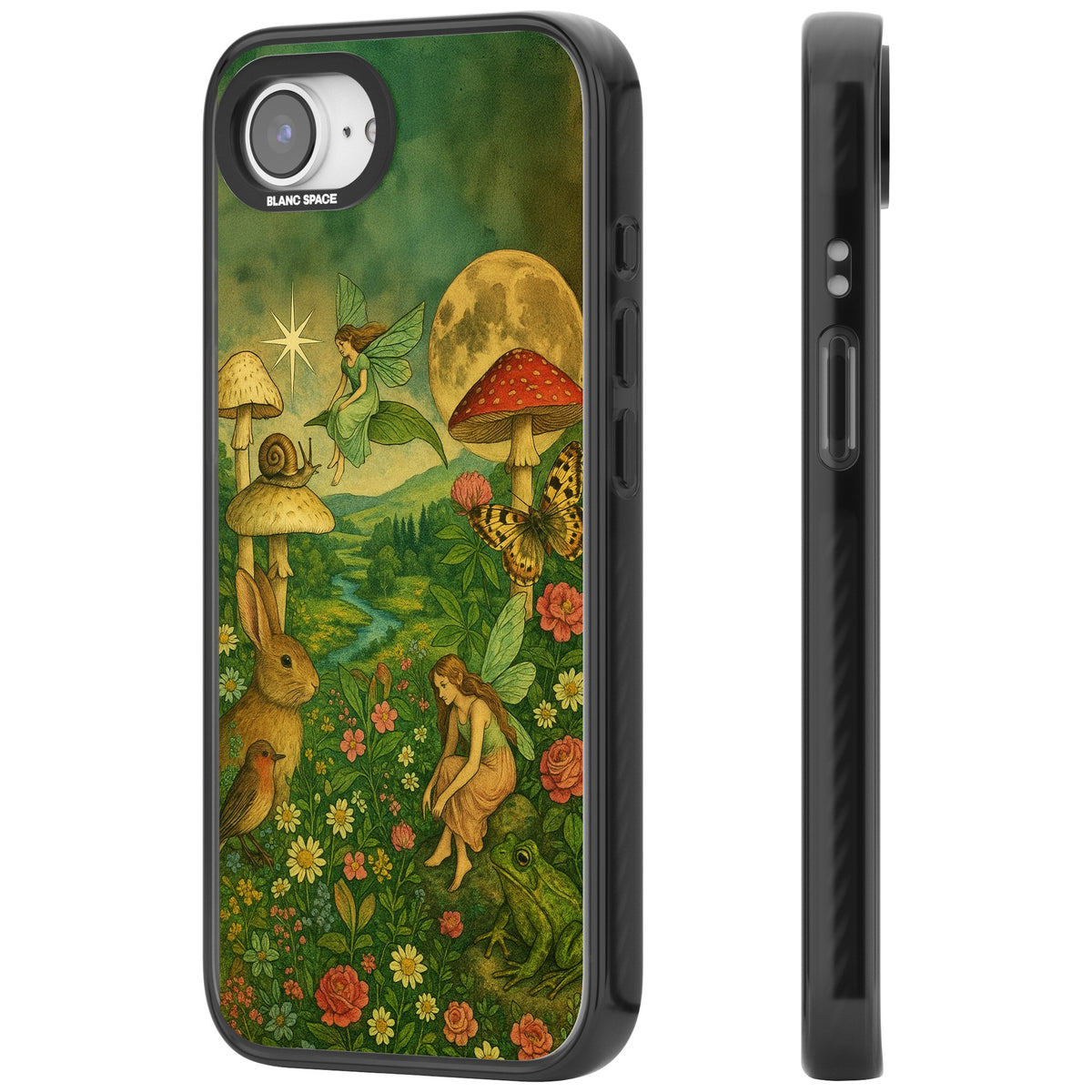 Fairies & Flowers iPhone 16e / iPhone 17e Impact Black Phone Case side