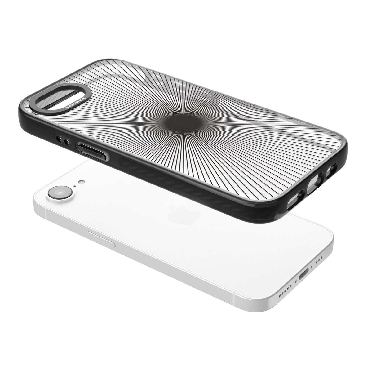 Linear Sunburst iPhone 16e / iPhone 17e Impact Black Phone Case angled