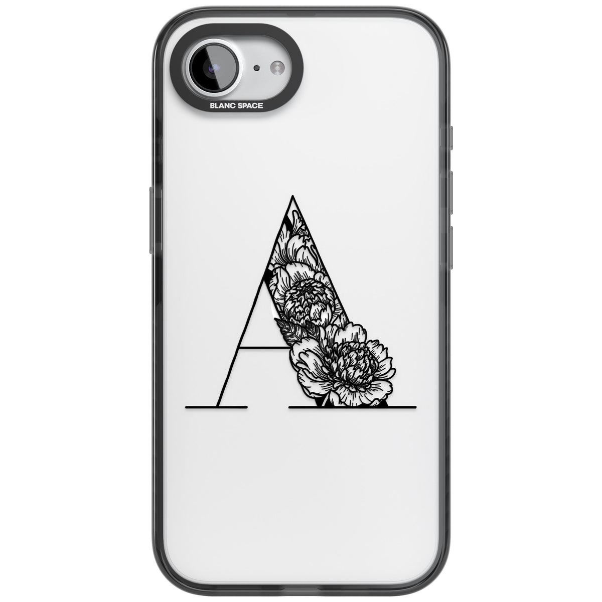 Personalised Floral Monogram iPhone 16e / iPhone 17e Impact Black Phone Case front