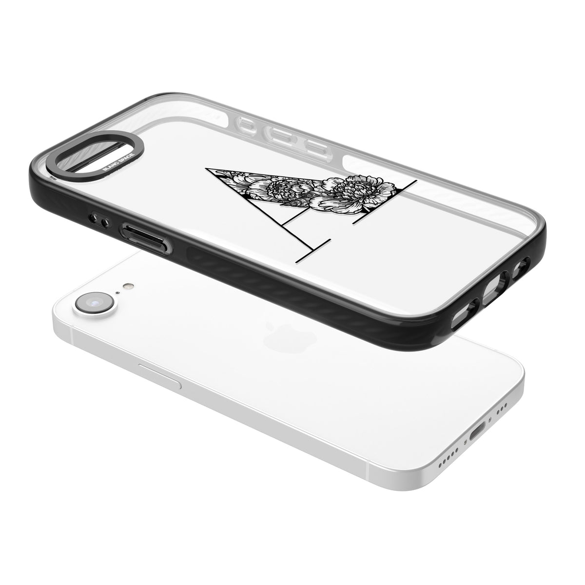 Personalised Floral Monogram iPhone 16e / iPhone 17e Impact Black Phone Case angled