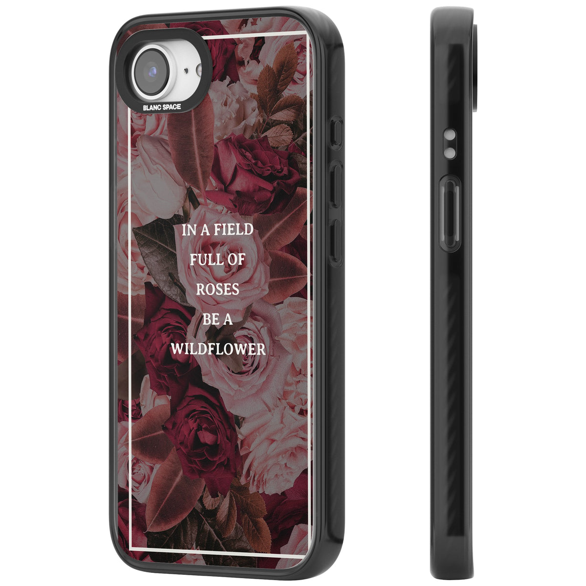 Wildflower Floral Quote iPhone 16e / iPhone 17e Impact Black Phone Case side