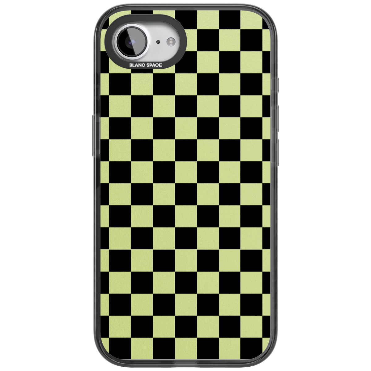 Black & Lime Check iPhone 16e / iPhone 17e Impact Black Phone Case front