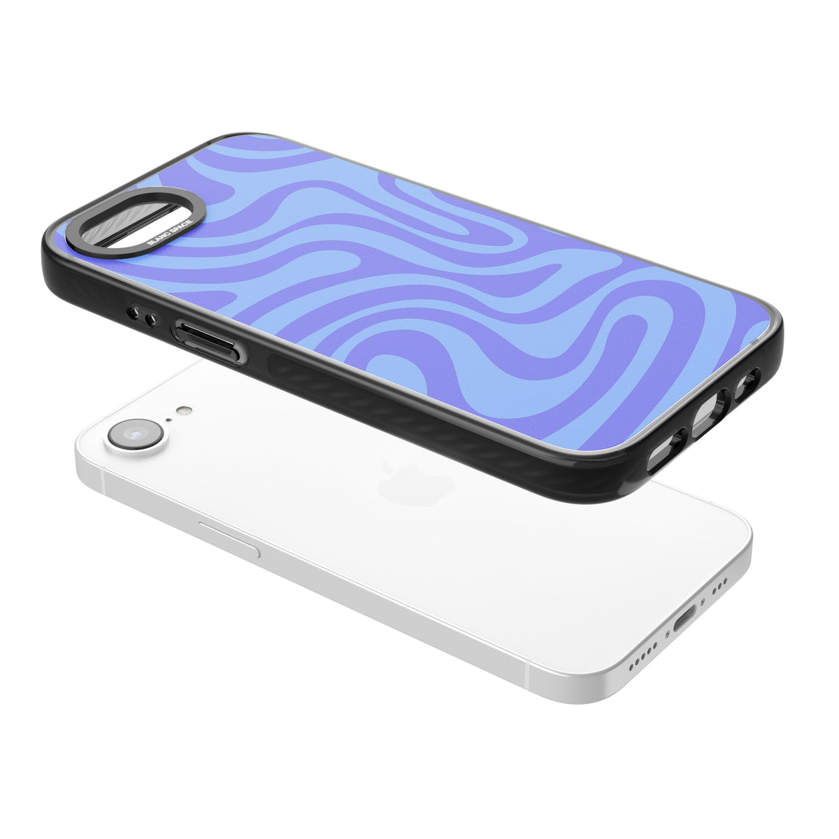 Tranquil Waves iPhone 16e / iPhone 17e Impact Black Phone Case angled