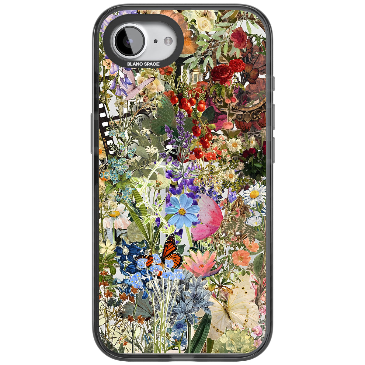 Flower Mix Collage iPhone 16e / iPhone 17e Impact Black Phone Case front