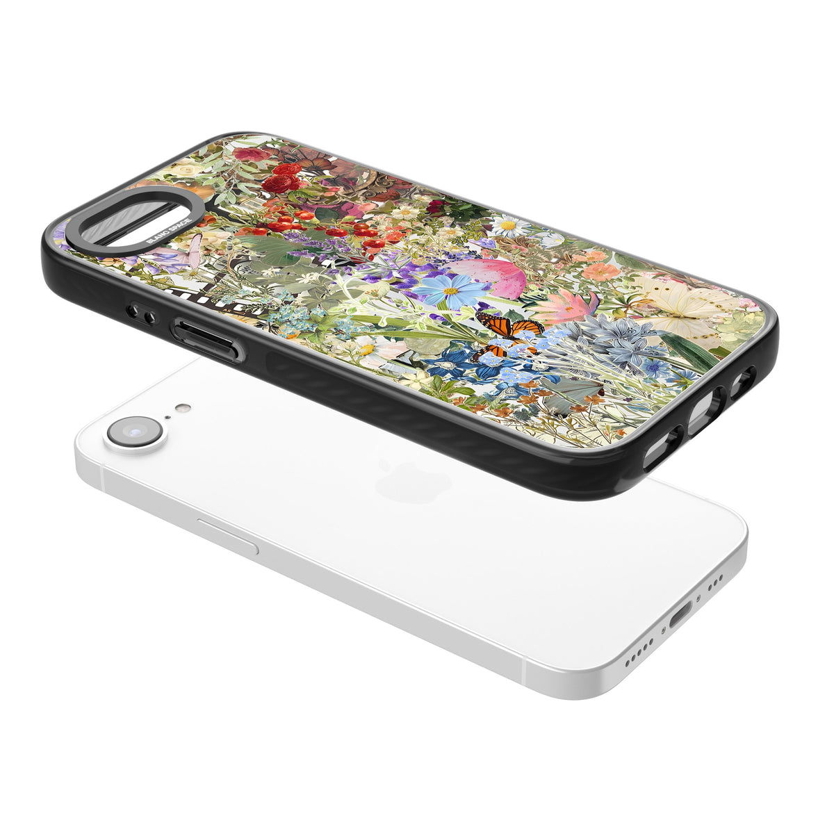 Flower Mix Collage iPhone 16e / iPhone 17e Impact Black Phone Case angled