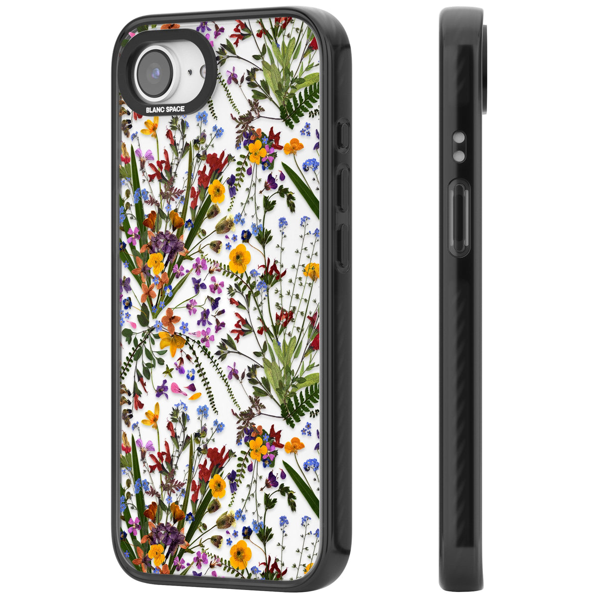 Wildflowers & Leaves iPhone 16e / iPhone 17e Impact Black Phone Case side