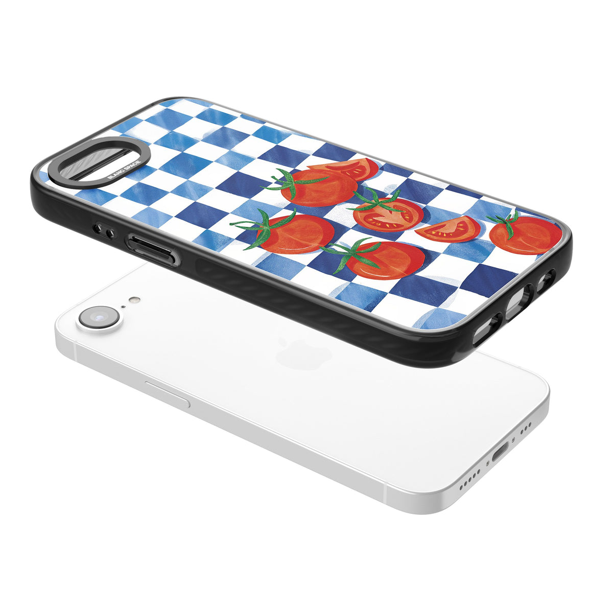 Riviera Picnic iPhone 16e / iPhone 17e Impact Black Phone Case angled
