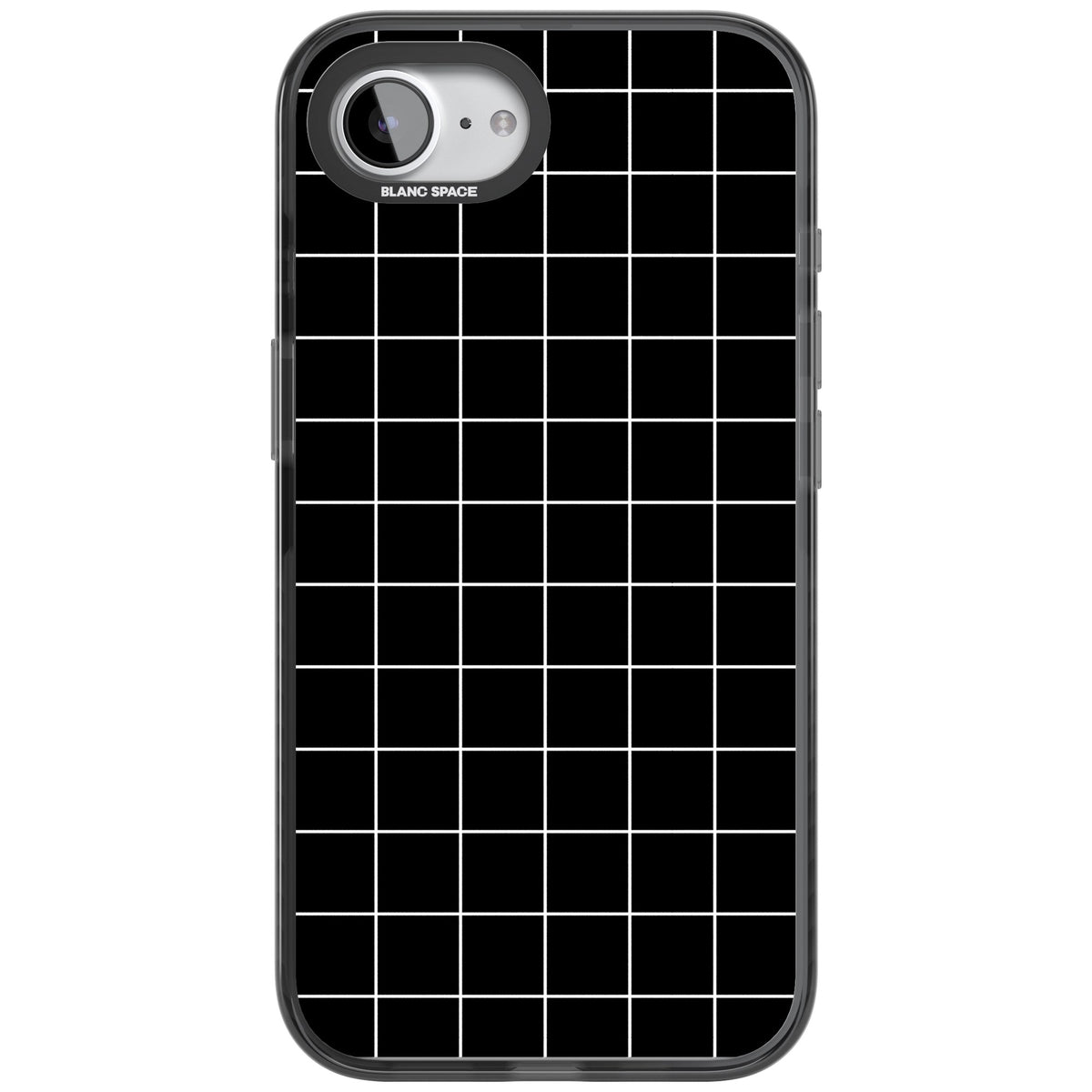 Minimalist Grid Pattern Black iPhone 16e / iPhone 17e Impact Black Phone Case front