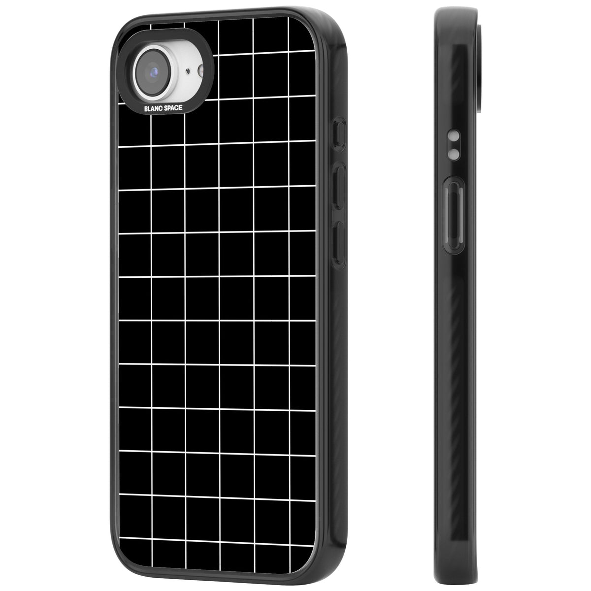 Minimalist Grid Pattern Black iPhone 16e / iPhone 17e Impact Black Phone Case side