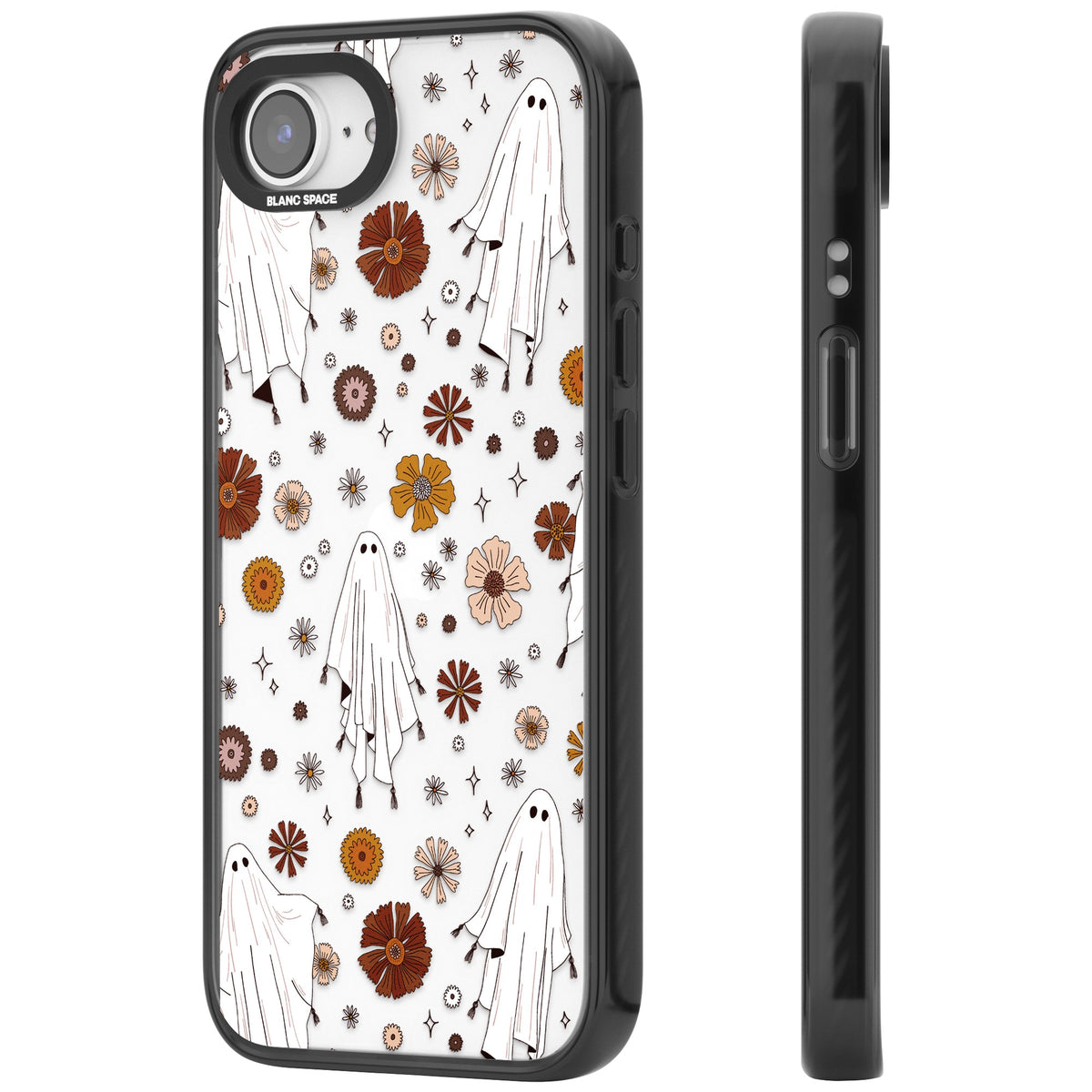 Ghosts And Flowers iPhone 16e / iPhone 17e Impact Black Phone Case side