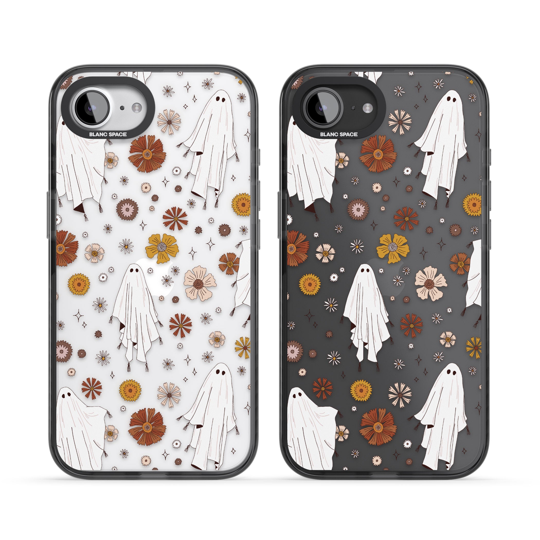 Halloween Ghosts And Flowers