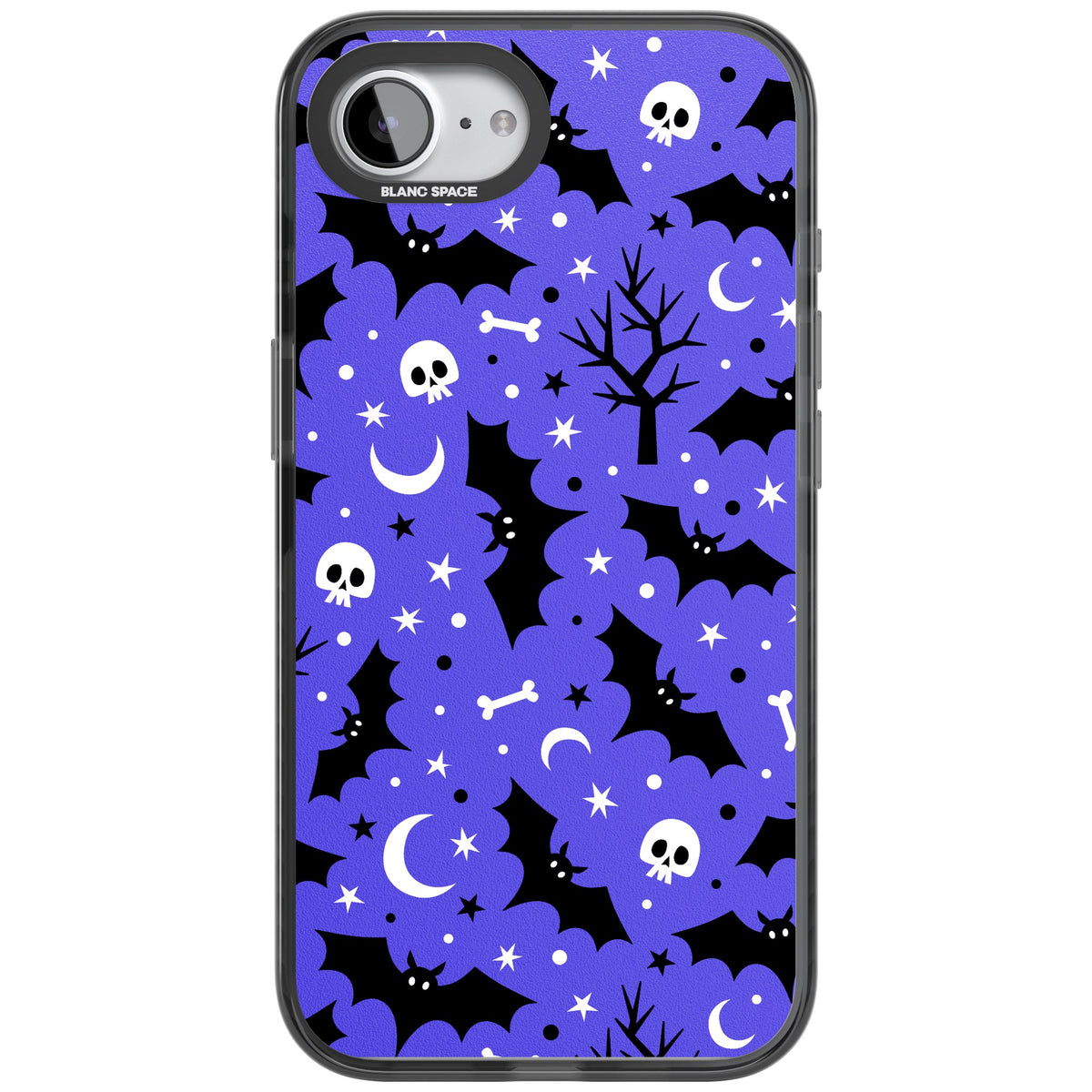 Bats N' Bones Pattern iPhone 16e / iPhone 17e Impact Black Phone Case front