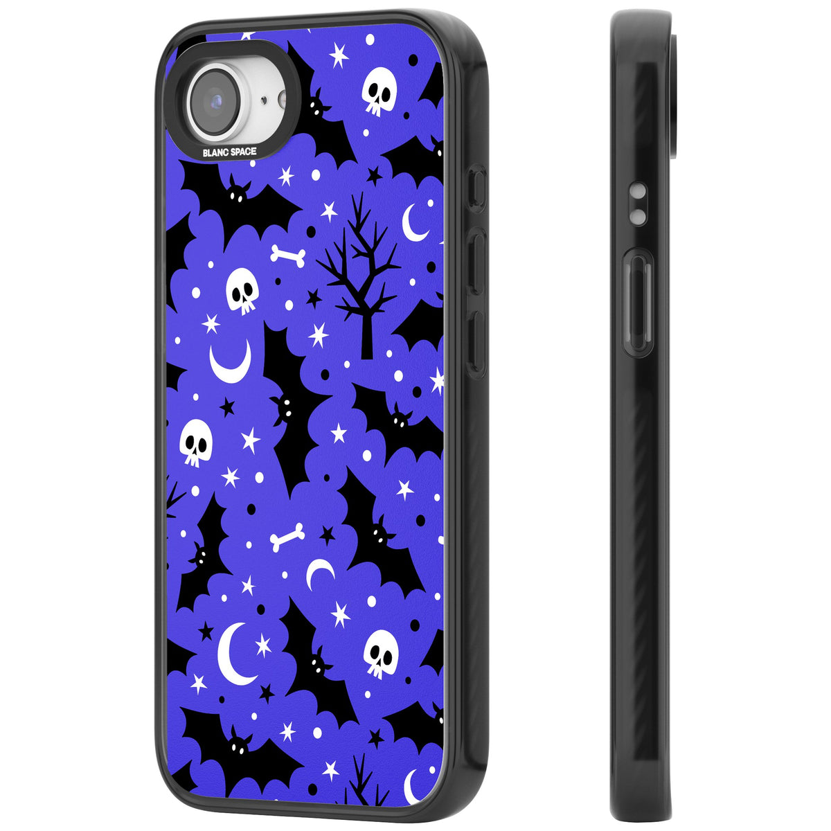 Bats N' Bones Pattern iPhone 16e / iPhone 17e Impact Black Phone Case side