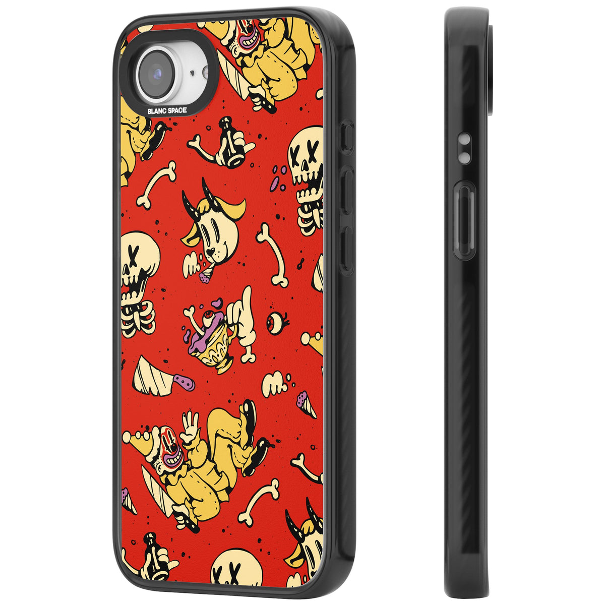 Crimson Carnival iPhone 16e / iPhone 17e Impact Black Phone Case side