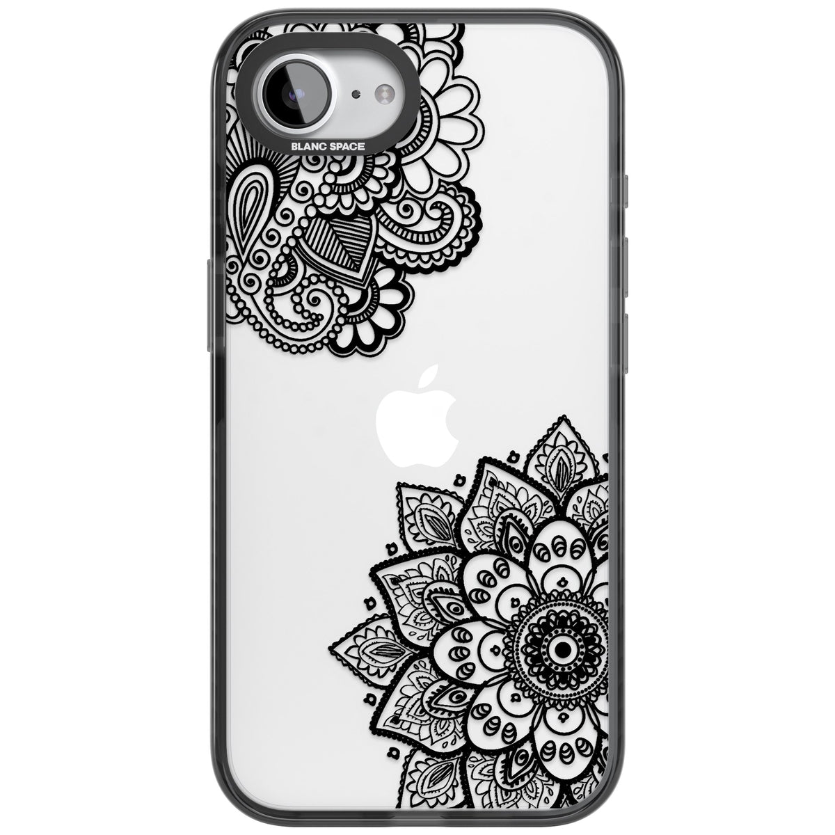 Black Henna Florals iPhone 16e / iPhone 17e Impact Black Phone Case front