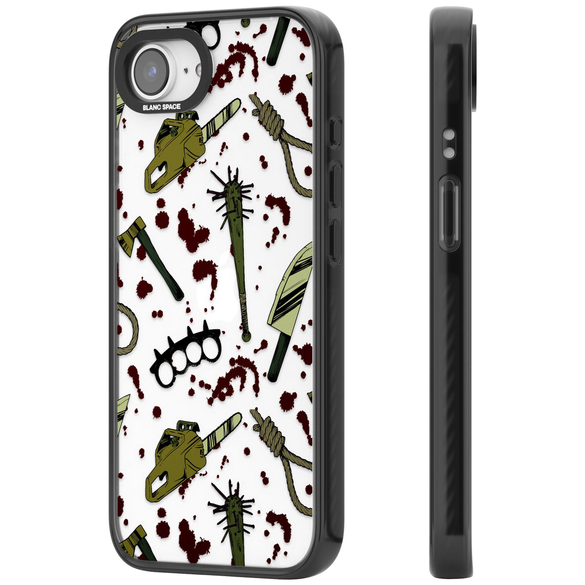 Movie Massacre iPhone 16e / iPhone 17e Impact Black Phone Case side