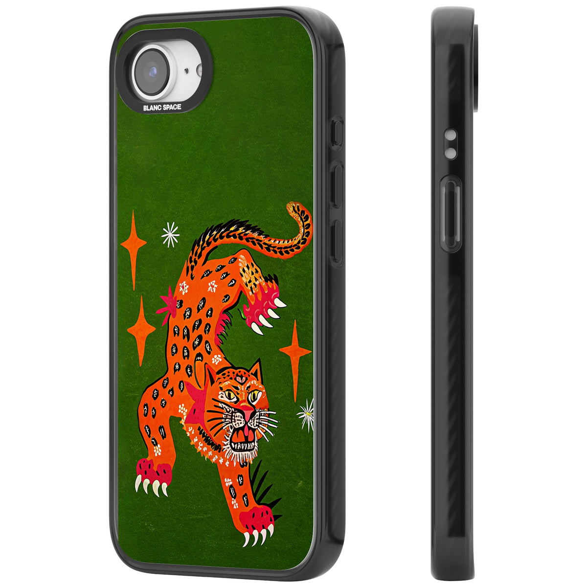 Fierce Jaguar iPhone 16e / iPhone 17e Impact Black Phone Case side