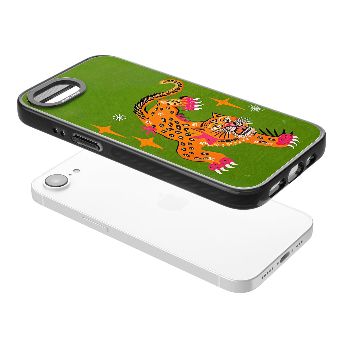 Fierce Jaguar iPhone 16e / iPhone 17e Impact Black Phone Case angled